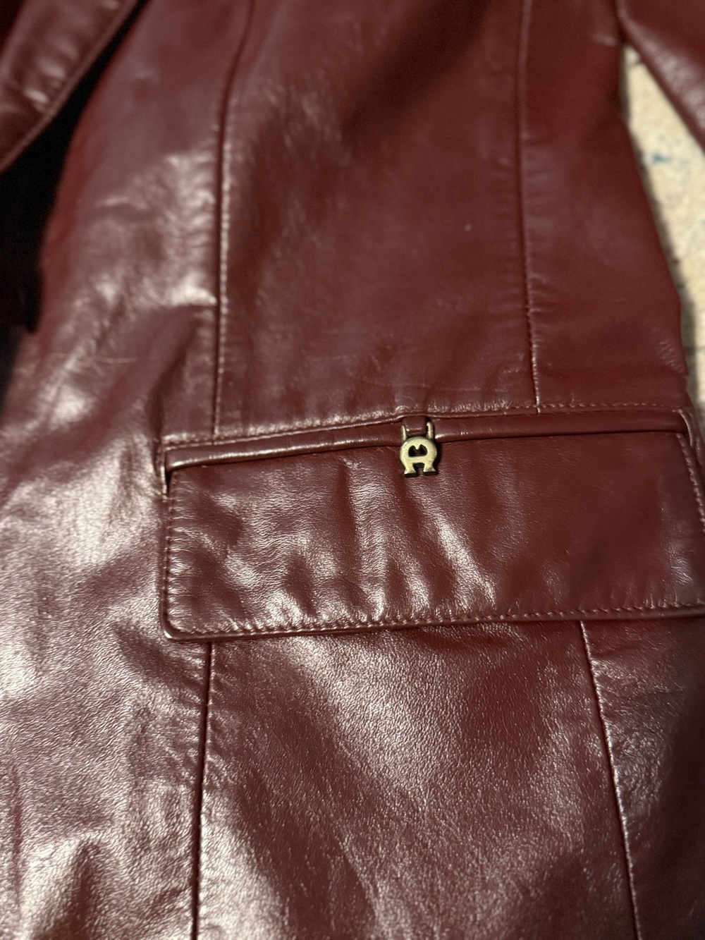 Etienne Aigner Burgundy Leather Blazer 6 - Picture 7 of 15